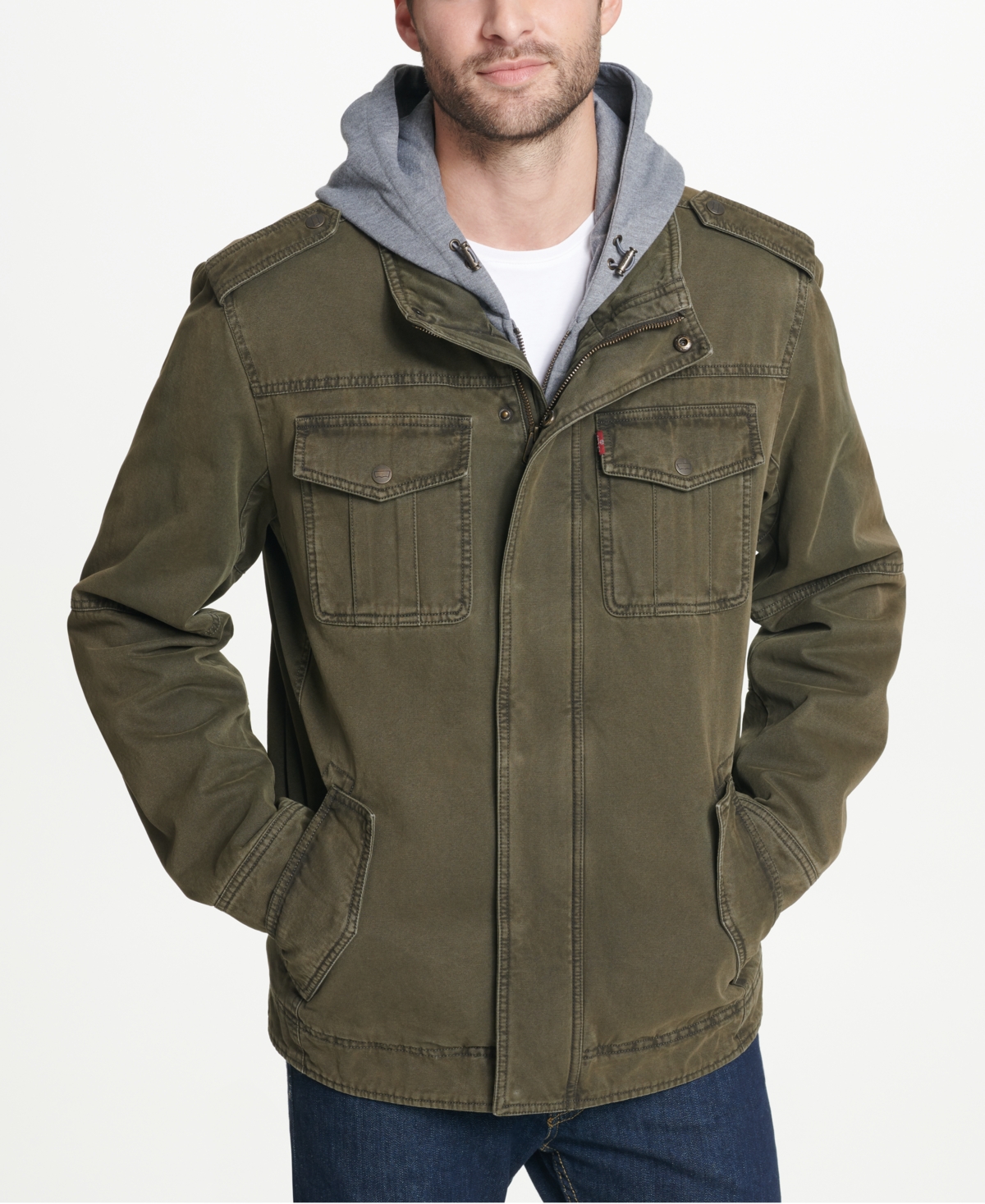 Levi's men's two pocket hooded trucker jacket shop