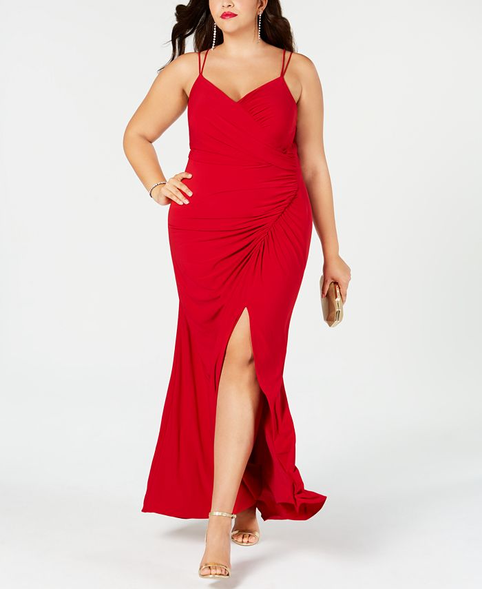 Adrianna Papell Plus Size Ruched Jersey Gown - Macy's