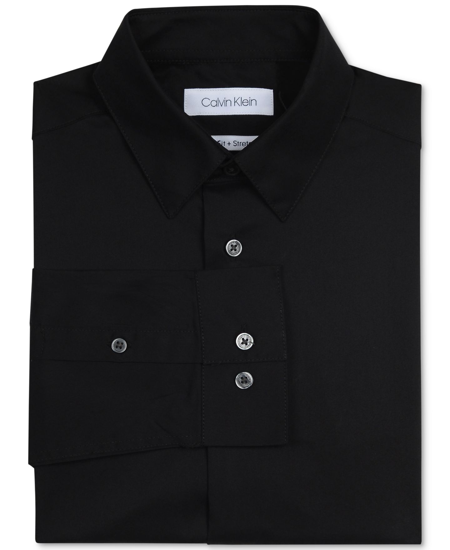 Рубашка Calvin Klein Slim Fit Solid Stretch Poplin Dress Shirt для мальчиков, цвет: Чёрный — фото 2