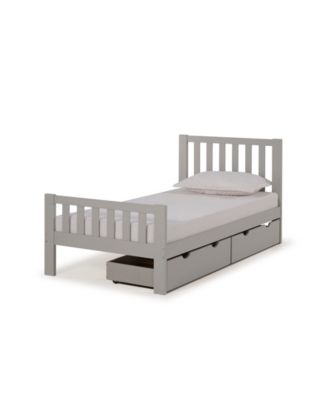 Alaterre Furniture - Aurora Twin Bed with Storage Drawers, Dove Gray