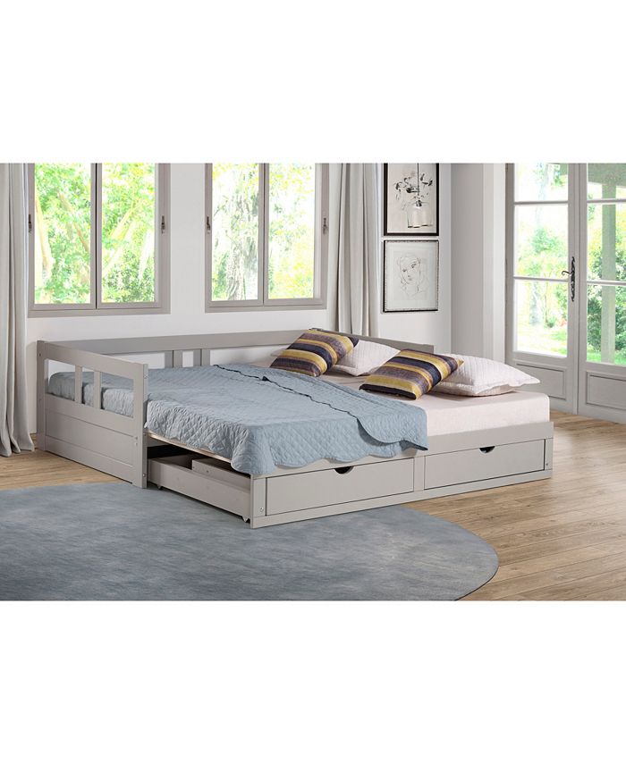 Alaterre Furniture Melody Twin to King Trundle Daybed with Storage