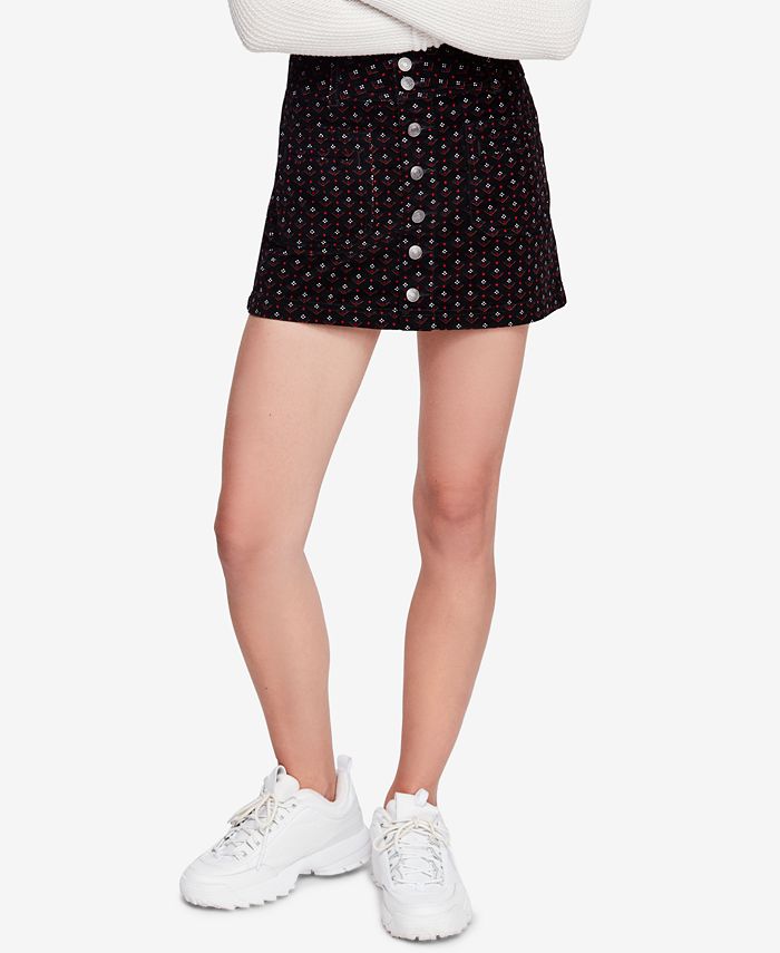 Free People Joanie Printed Corduroy Mini Skirt Macy s