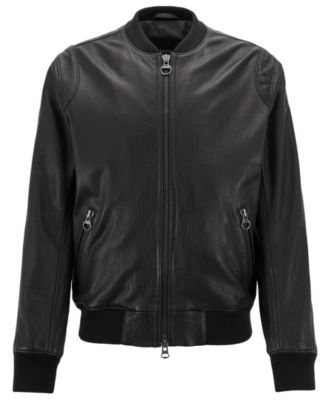 hugo boss leather bomber jacket mens