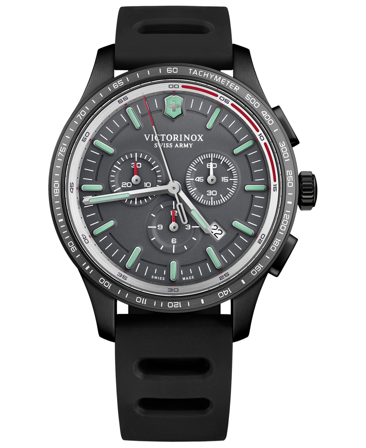 Victorinox Men's Swiss Chronograph Alliance Sport Black Rubber Strap Watch 44mm In Grey