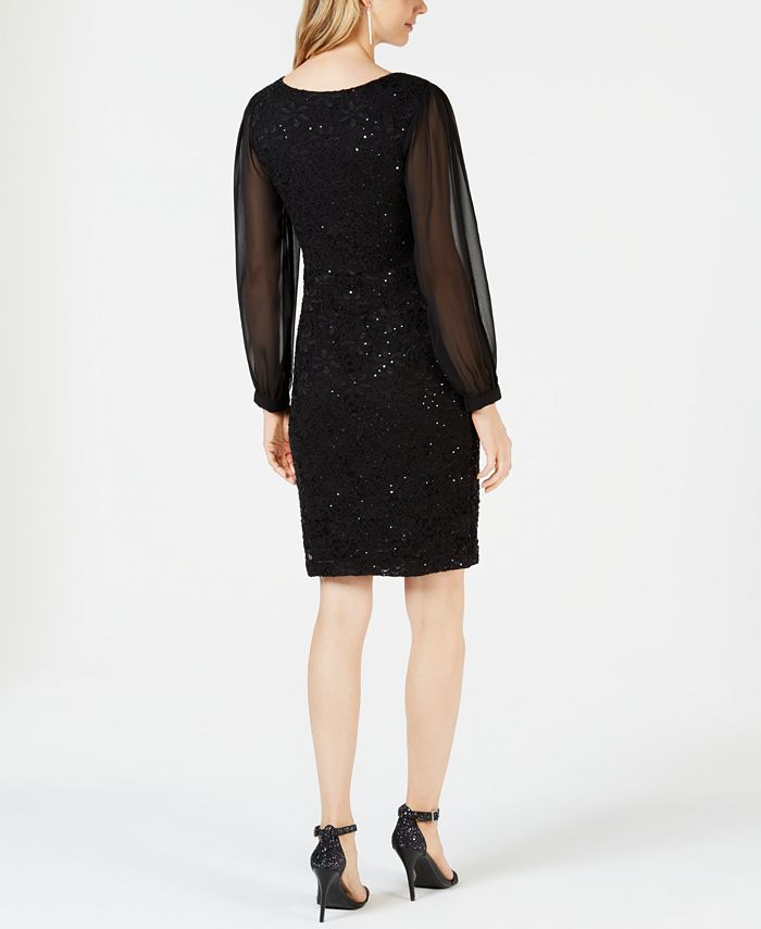 Connected Embellished Illusion Lace Dress - Macy's
