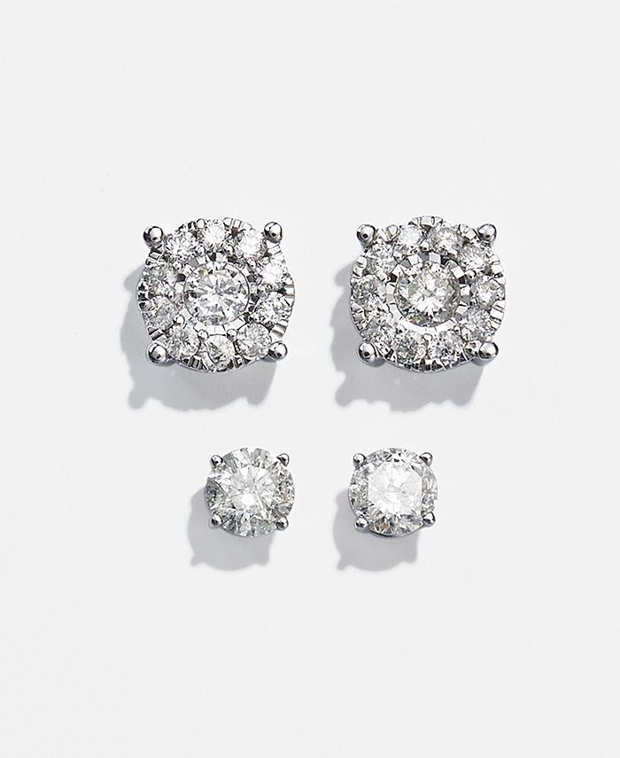 Macy's Diamond Halo Stud Earrings (1 ct. t.w.) in 14k Gold, White Gold