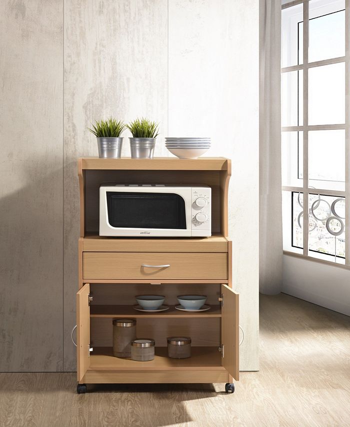 Hodedah Microwave Kitchen Cart in Beech Macy's