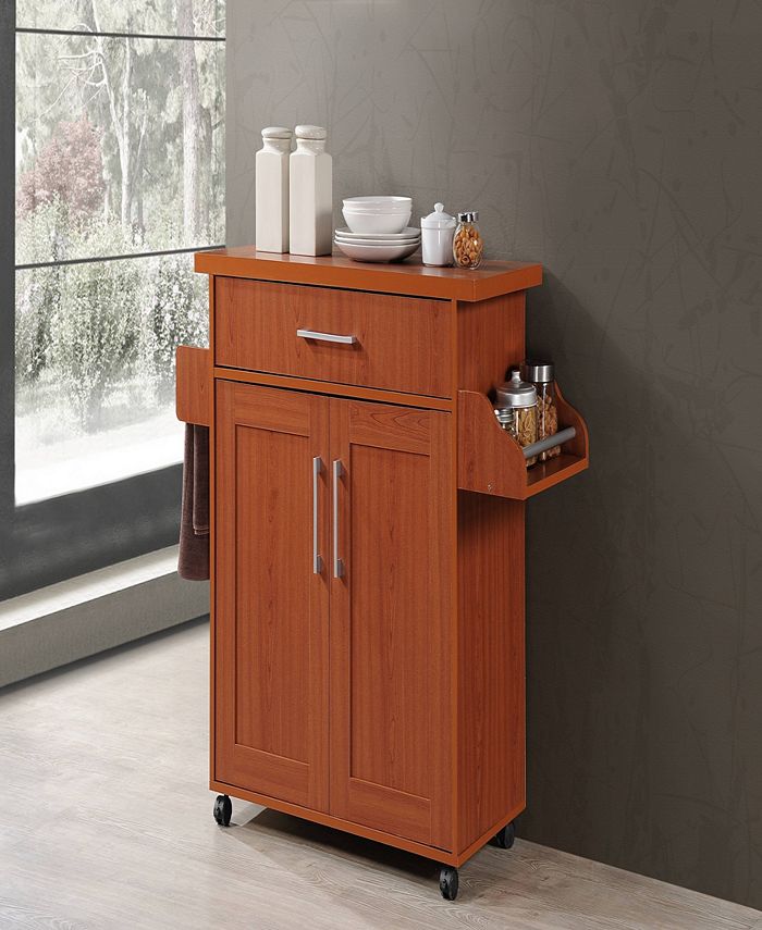 Hodedah Kitchen Island with Spice Rack plus Towel Holder in Cherry Macy's