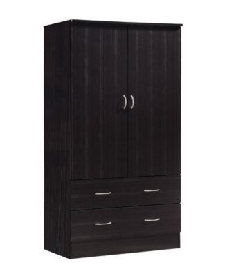 Hodedah 2-Door Armoire With 2-Drawers And Clothing Rod In Chocolate ...