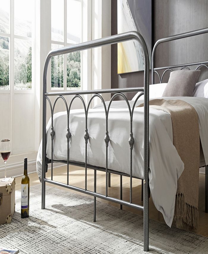 Hodedah Complete Metal TwinSize Bed with Headboard, Footboard, Slats