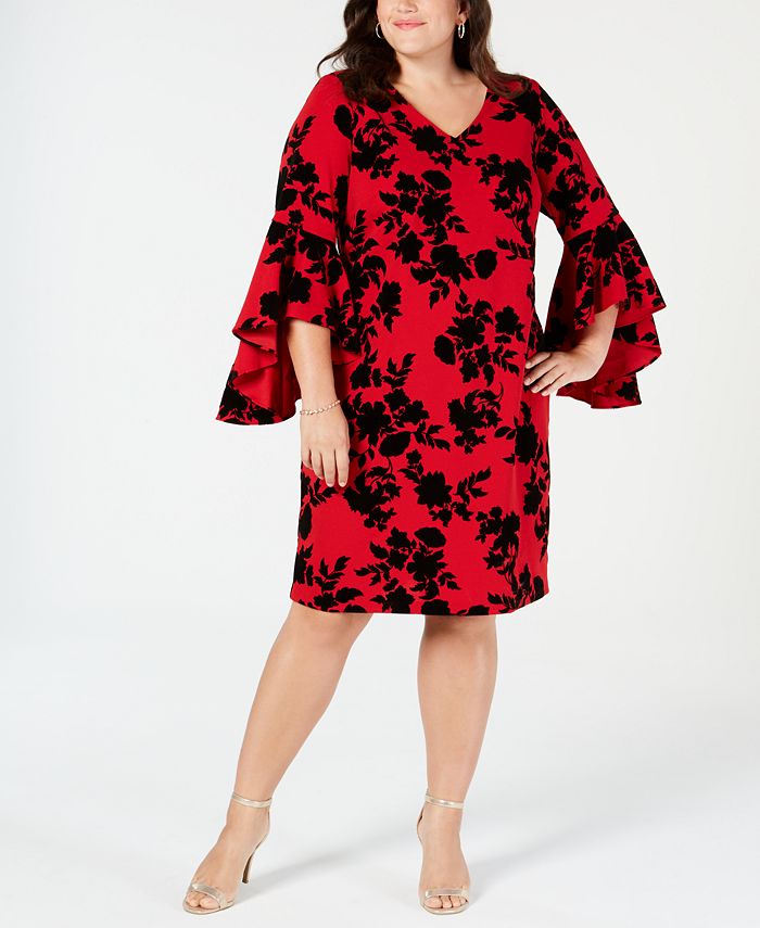 MSK Plus Size Bell-Sleeve A-Line Dress & Reviews - Dresses - Women - Macy's