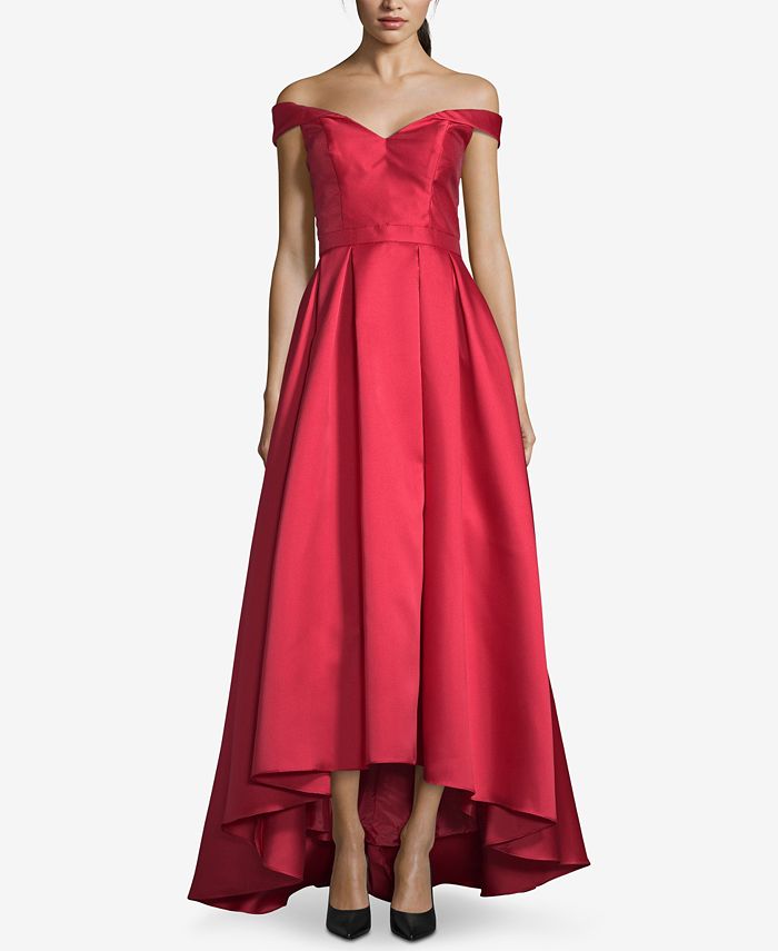 XSCAPE Petite Off-The-Shoulder High-Low Gown - Macy's