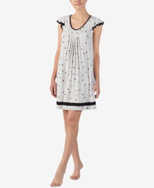 Ellen Tracy Yours To Love Short Sleeve Nightgown In Grey Dots