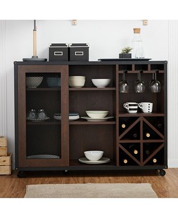 Furniture of America - Alan Wine Rack Buffet With Casters