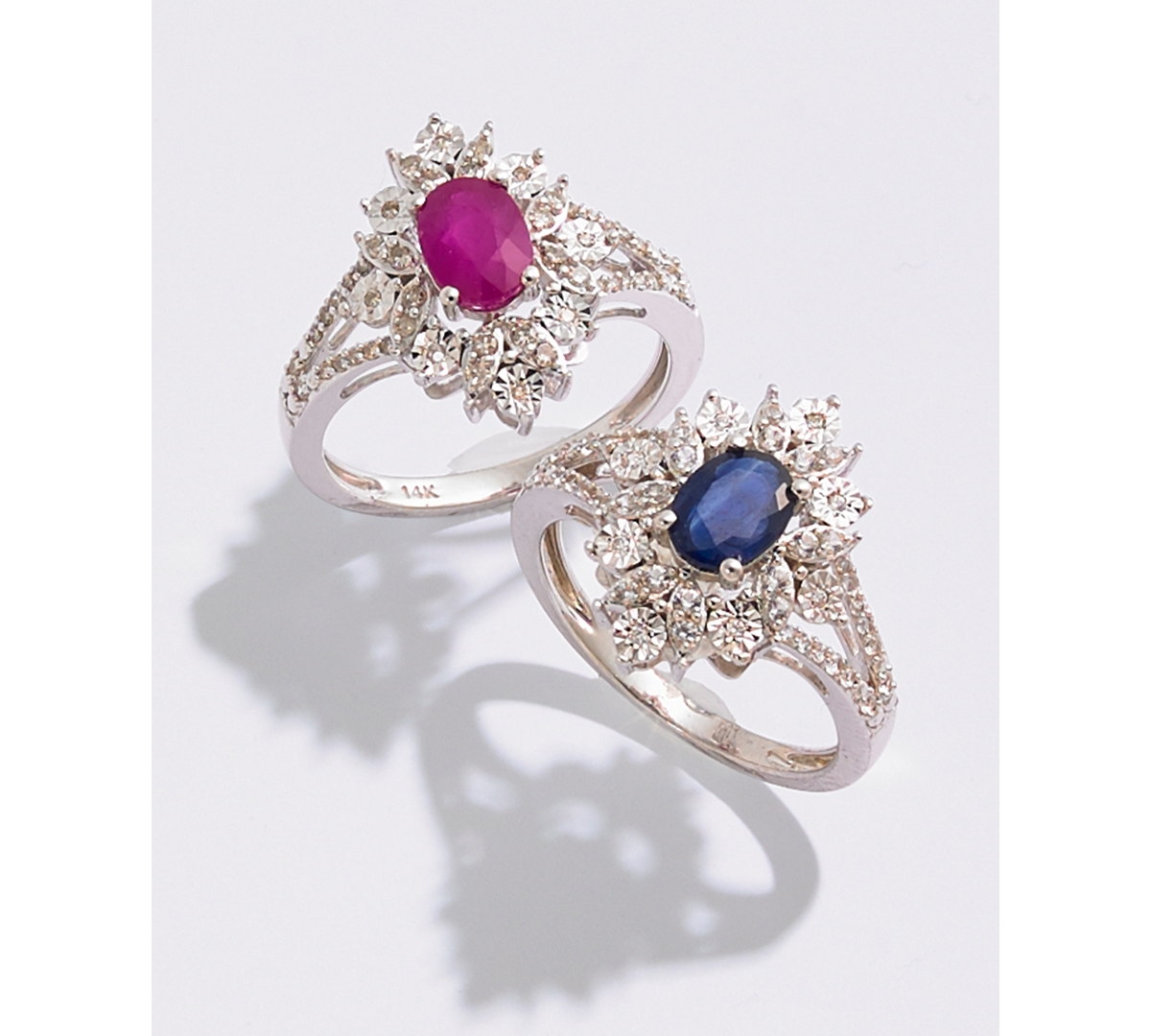(1 ct. t.w.) and Diamond (1/5 ct. t.w.) Ring in 14k White Gold - Sapphire