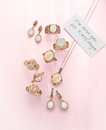 Le Vian - Opal (1-5/8 ct. t.w.), Multi-Sapphire (1/2 ct. t.w.) and Diamond (1/4 ct. t.w.) Drop Earrings in 14k Rose Gold