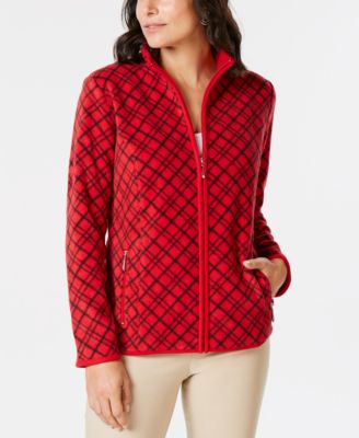 Karen Scott - Casual Plaid Zip-Front Jacket