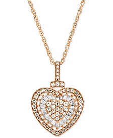 Diamond Heart 18" Pendant Necklace (1/2 ct. t.w.)  in 14k Rose Gold (Also Available in White Gold)