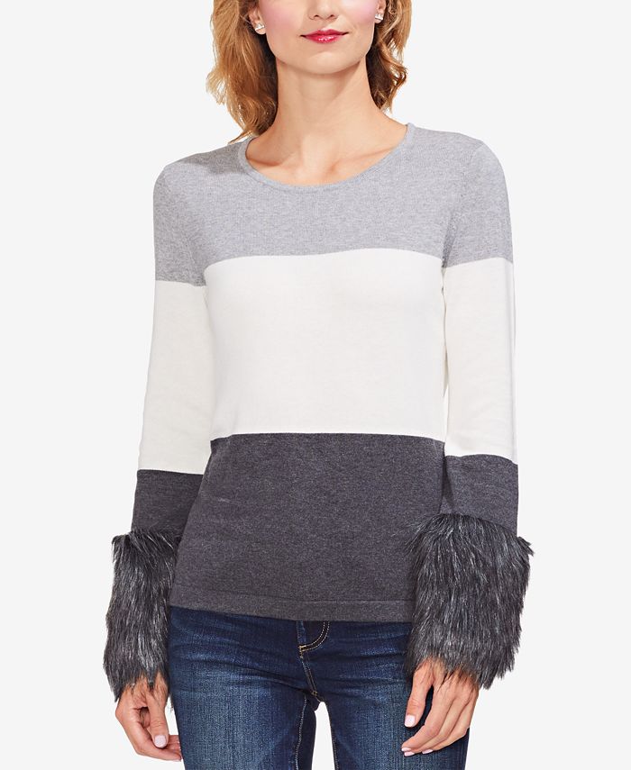 Vince Camuto Faux-Fur Cuff Sweater & Reviews - Sweaters - Women - Macy's