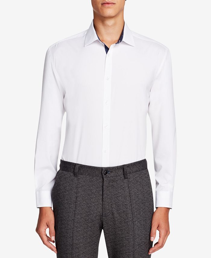 Society of Threads Men's SlimFit Performance Stretch Solid Dress Shirt