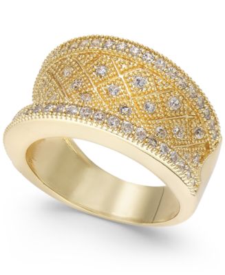 Charter Club Gold-Tone Crystal Pavé Statement Ring, Created for Macy's ...