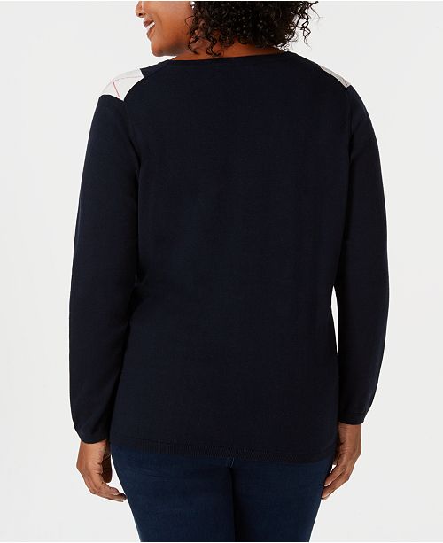 Tommy Hilfiger Plus Size Ivy Argyle Sweater, Created for Macy's