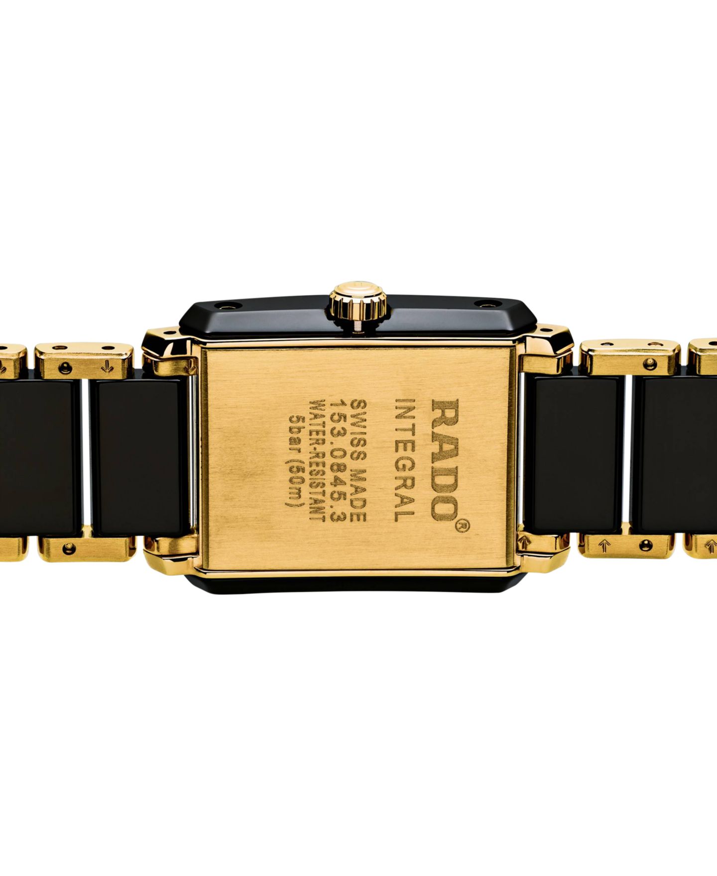 Женские часы Rado Swiss Integral с бриллиантами, чёрная керамика и золотистая сталь — фото 3
