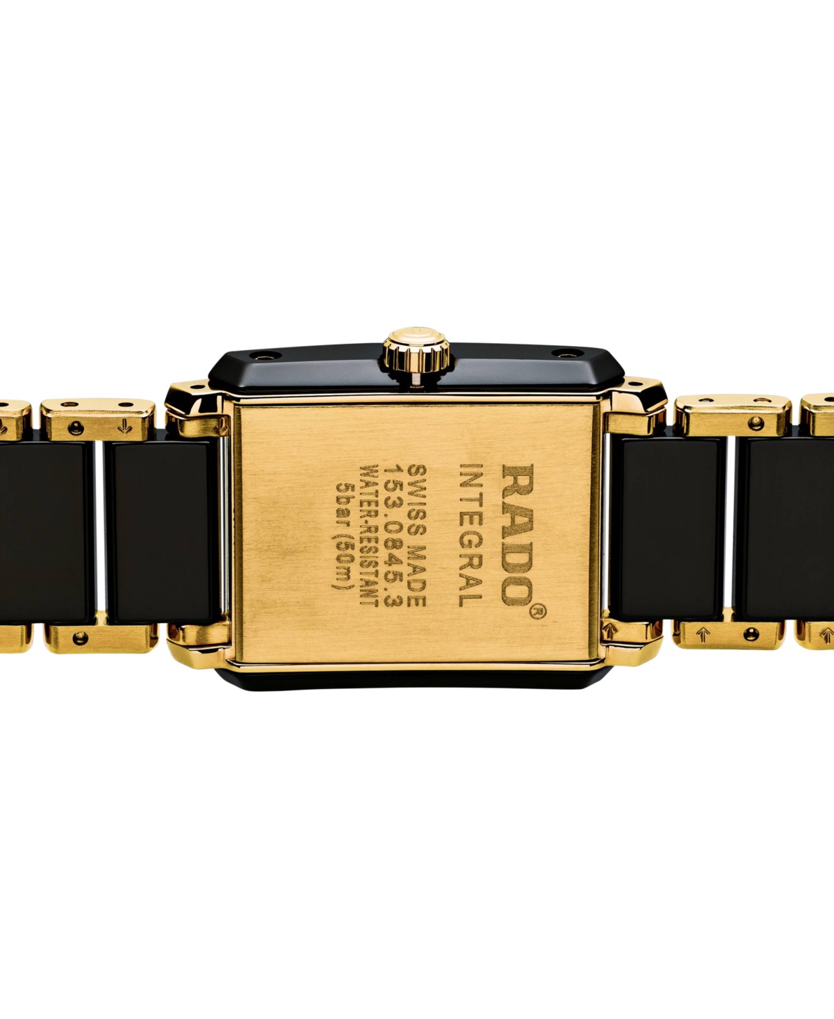 Женские часы Rado Swiss Integral с бриллиантами, чёрная керамика и золотистая сталь — фото 3