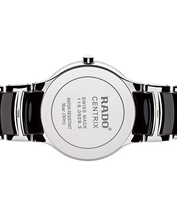 Rado - Watch, Men's Swiss Centrix Diamond Accent Stainless Steel and Black Ceramic Bracelet 38mm R30934712