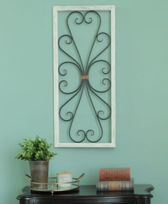 Stratton Home Décor Stratton Home Decor Distressed White Scroll Panel Wall Decor