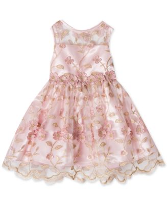 Rare Editions Baby Girls Embroidered Dress - Macy's