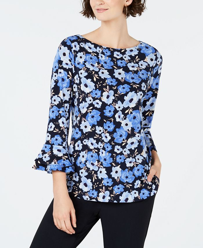Charter Club Printed Bell-Sleeve Top, Created for Macy's & Reviews ...