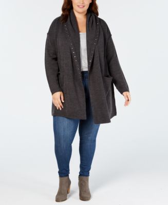 Style & Co Plus Size Studded Open Cardigan, Created for Macy's - Macy's