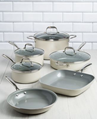  Goodful Ceramic Nonstick Pots and Pans Set, Titanium