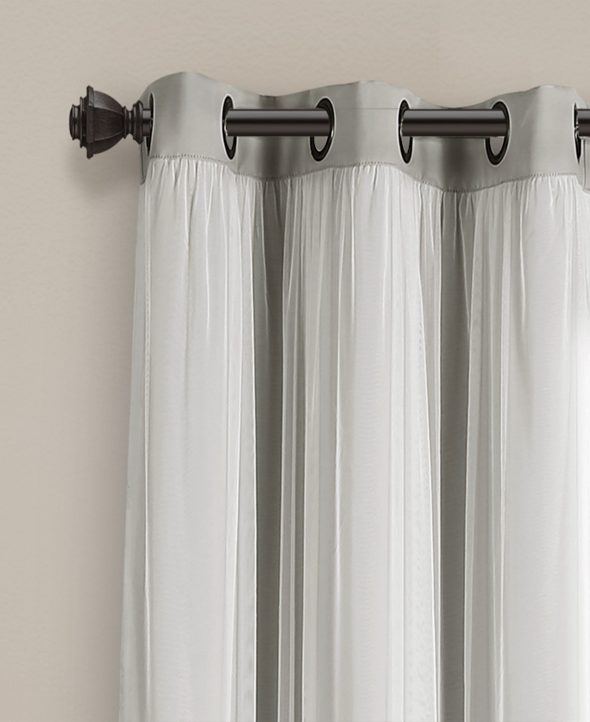 Solid and Sheer Layered 38" x 84" Blackout Curtain Set