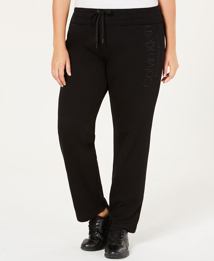 Calvin Klein Plus Size French Terry Logo Pants - Macy's