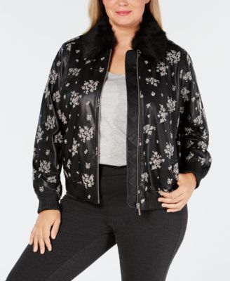 Michael Kors - Plus Size Faux-Leather Bomber Jacket