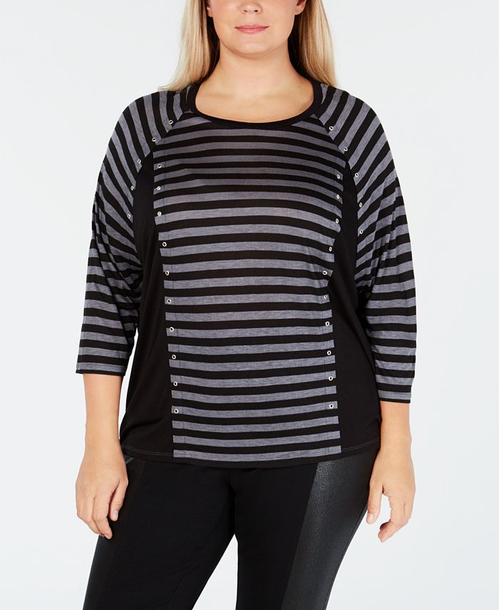 Michael Kors Women's Dewdrop Grommet Trim Top Black Size Large main image 1