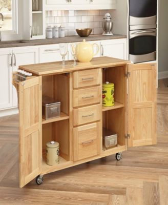 Home Styles Natural Breakfast Bar Kitchen Cart with Wood Top