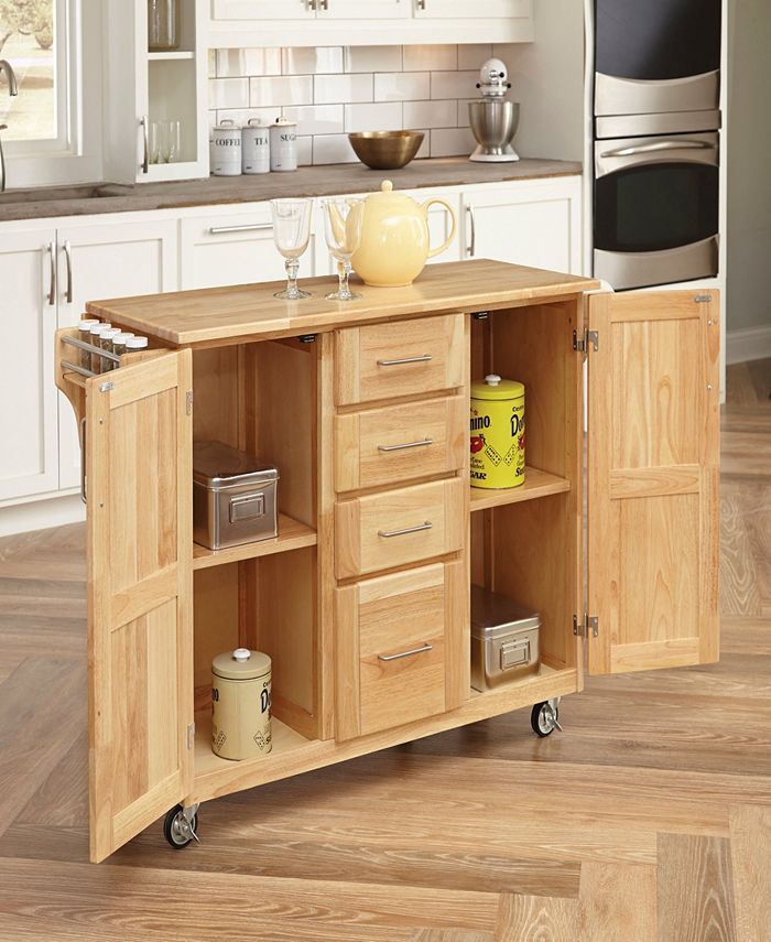Home Styles Natural Breakfast Bar Kitchen Cart with Wood Top Macy's