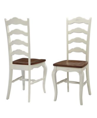Home Styles - The French Countryside Oak and Rubbed White Dining Chair Pair