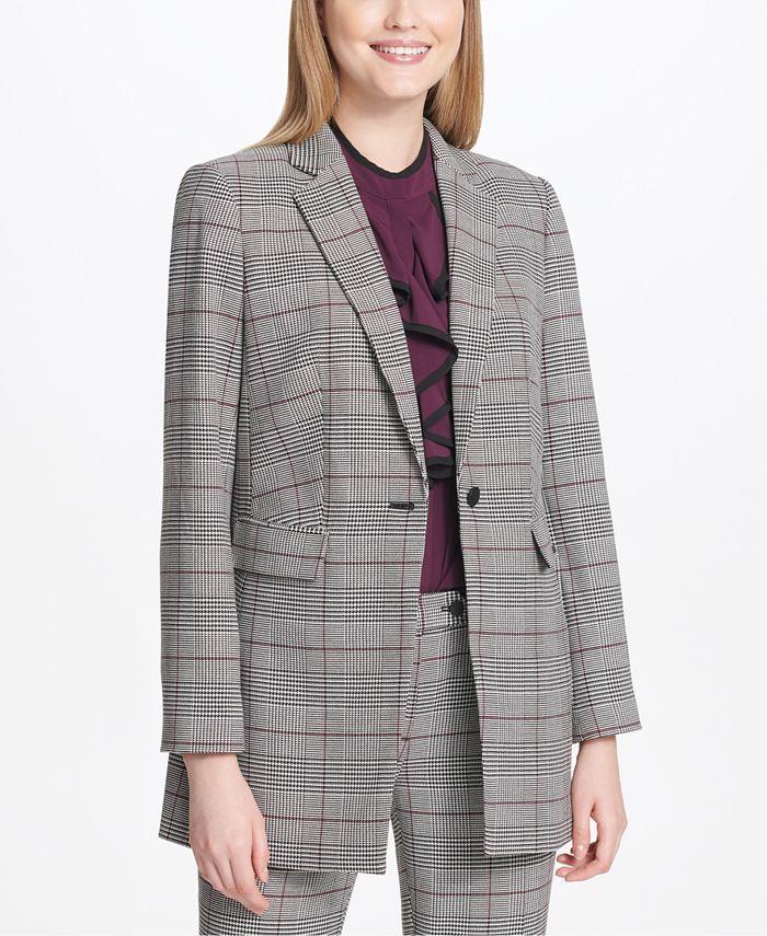 Calvin Klein Petite Glen Plaid Blazer - Macy's