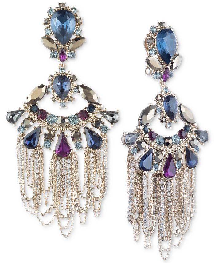 Marchesa GoldTone Stone & Crystal MultiChain Chandelier Earrings Macy's