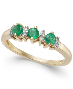 image of Emerald (1/3 ct. t.w.) & Diamond Accent Ring in 14k Gold