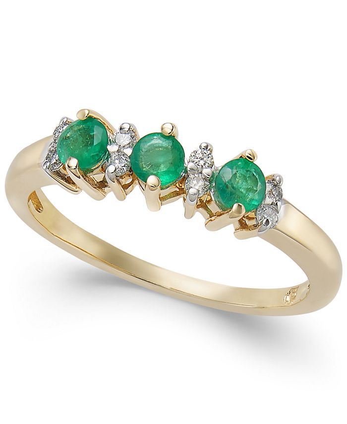 Macy's Emerald (1/3 ct. t.w.) & Diamond Accent Ring in 14k Gold - Macy's