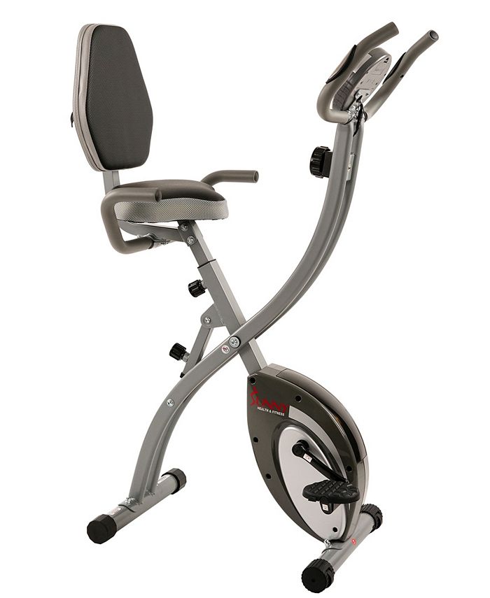 Sunny Health & Fitness Folding Magnetic Semi Recumbent Upright Bike, Comfort XL with High Weight