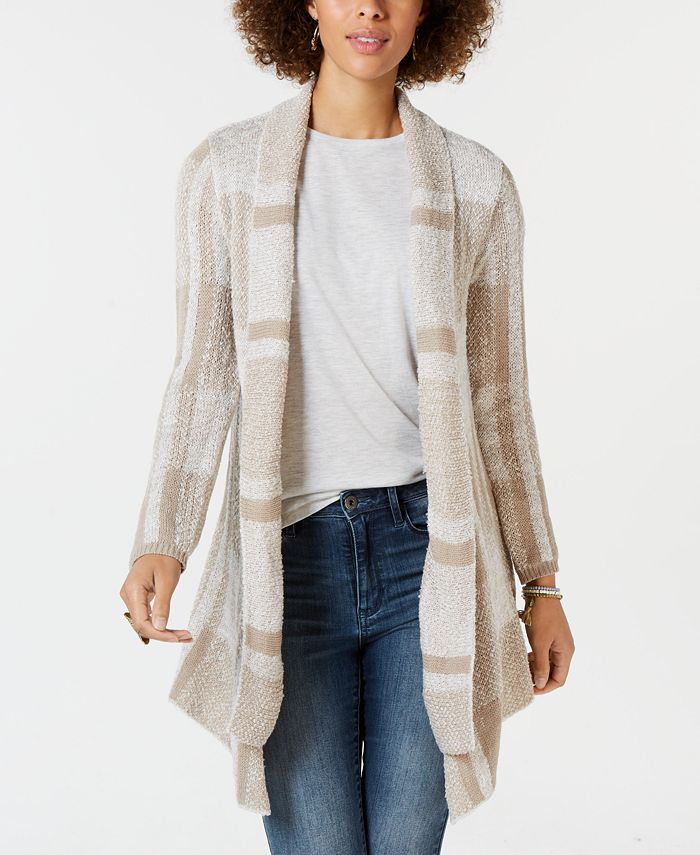 Style & Co Petite Plaid Boucle Cardigan, Created for Macy's - Macy's