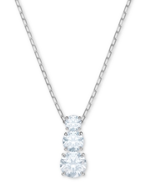 image of Swarovski Silver-Tone Triple-Crystal Pendant Necklace, 14-4/5