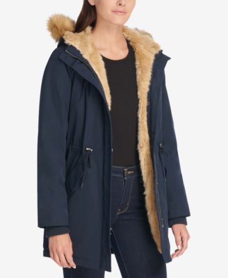 levi's women's faux fur lined hooded parka jacket