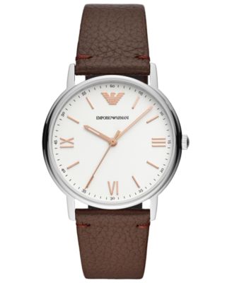 Emporio Armani - Men's Brown Leather Strap Watch 41mm